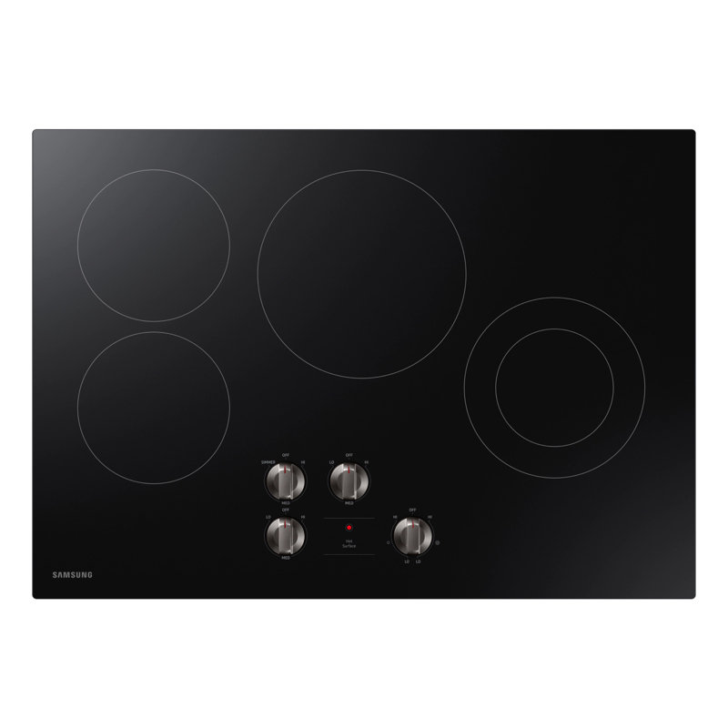 30" Black Ceramic Electric Cooktop with 4 Burners