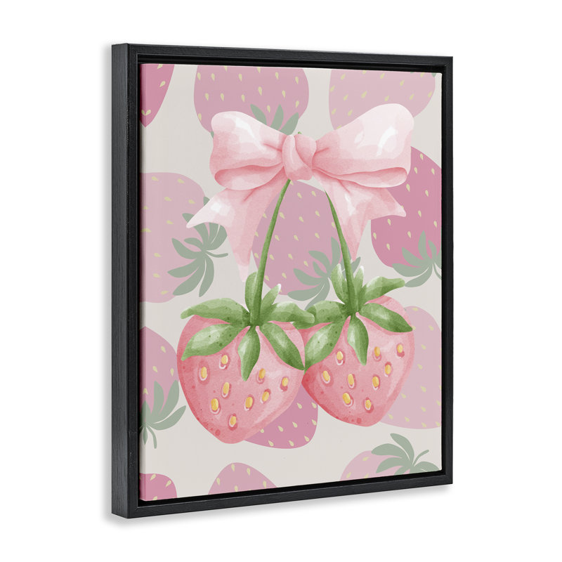 Cadre flottant Strawberry Shortcake Ribbon, design par Jesse Keith, Cadre flottant noir de jais, H 21 po x l 17 po