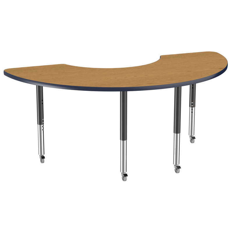 Table d'activité demi-lune 36 "x 72" avec pieds réglables, Super, Maple/Green/Black