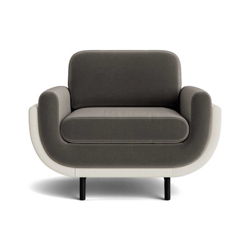 Regatta Chair, Velvet - Graphite/Greenwich Leather - Cream, Black