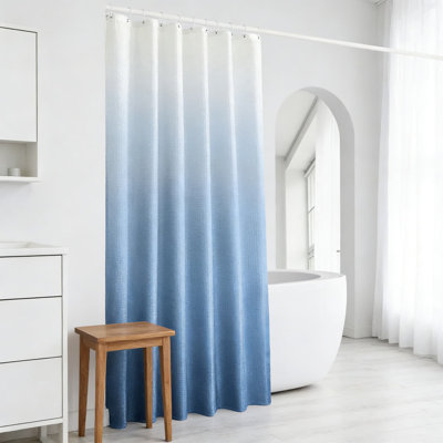 Ensemble de rideau de douche tissé gaufré avec crochets, tissu hydrofuge et lavable à la machine pour la salle de bain
