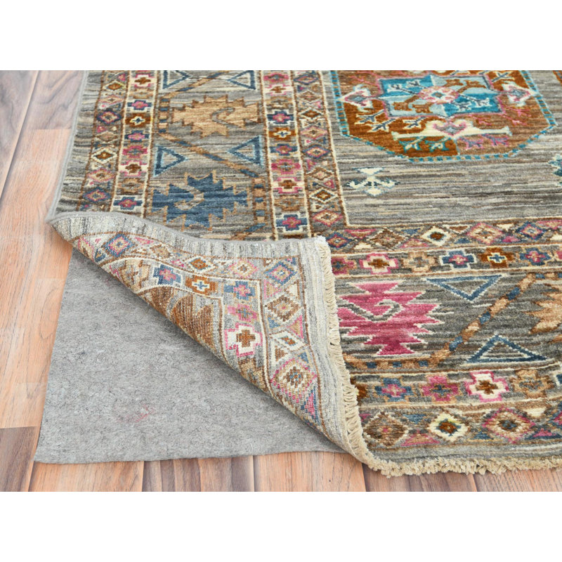 Tapis oriental rectangulaire gris en laine noué à la main 7 pi 10 po x 10 pi 1 po - MOA10282297
