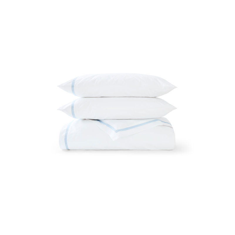 Beaumont Duvet Cover Set, King Duvet Cover + 2 Standard Pillowcases, White/Pale Blue