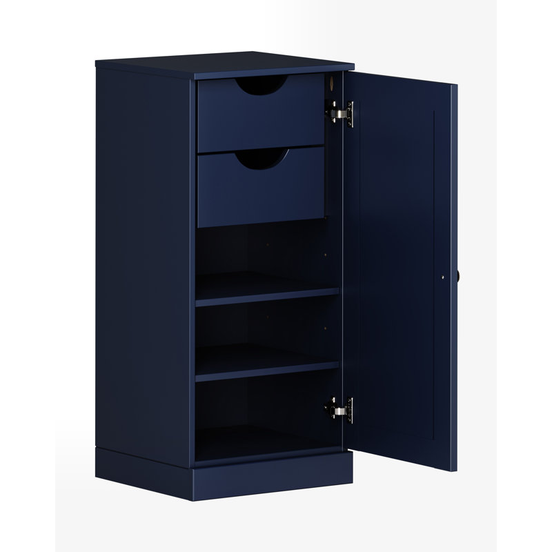 Armoire de rangement 100% bois massif, porte Shaker, 2 tiroirs, tablettes réglables, 16,5 po de largeur, 35,75 po de hauteur