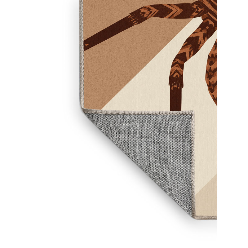 Tapis beige lavable à la machine Ozain Tarantula, 7 x 10