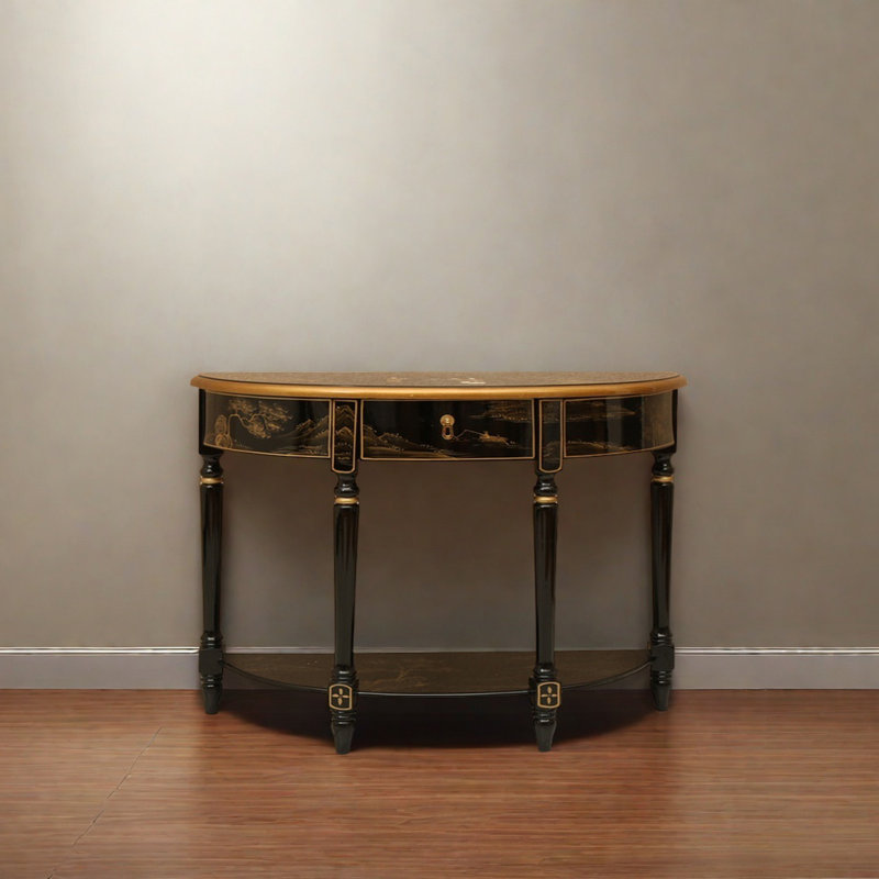 Half Circle Hand Drawn Console Table, 31.89" H x 47.24" W x 13.78" D