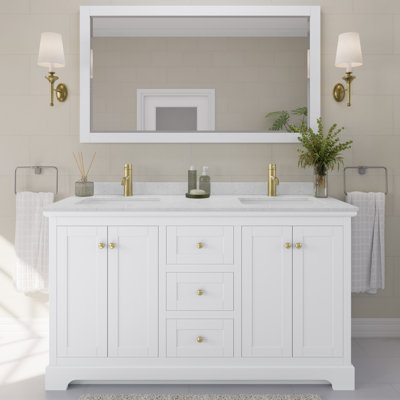 Ensemble de meuble-lavabo double 60 "avec miroir Avery