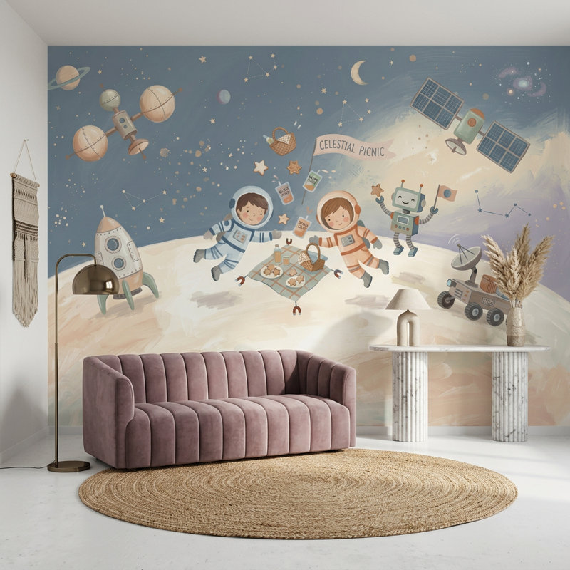 Décoration murale avec étoiles et ciel amovible, Texturé non collé, 120 po x 96 po