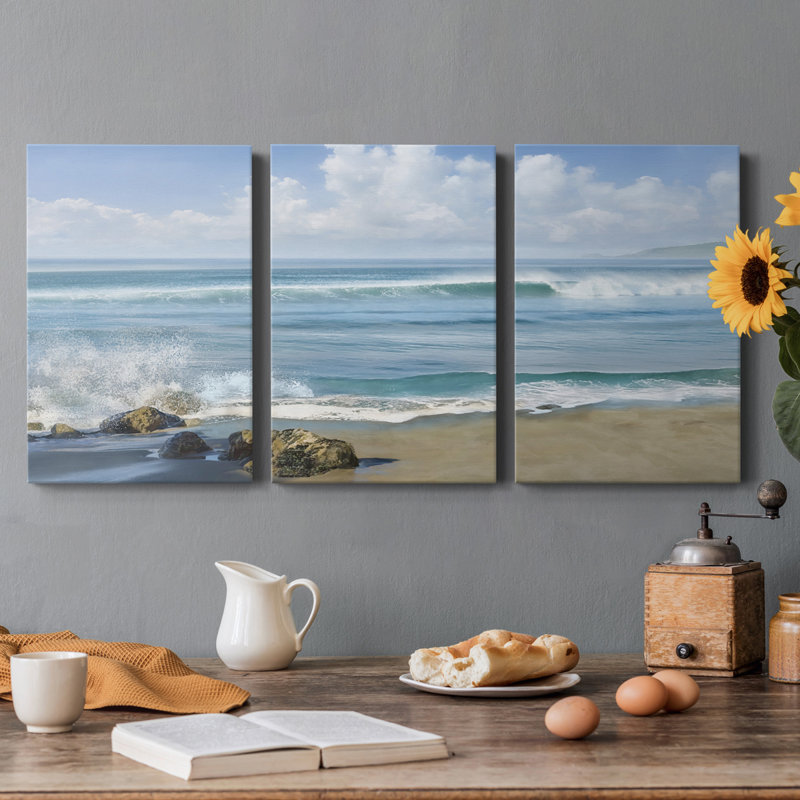 Balayage bleu - Toile tendue avec châssis de qualité supérieure - Prêt à être accroché, H 18 po x l 36 po x P 1 po