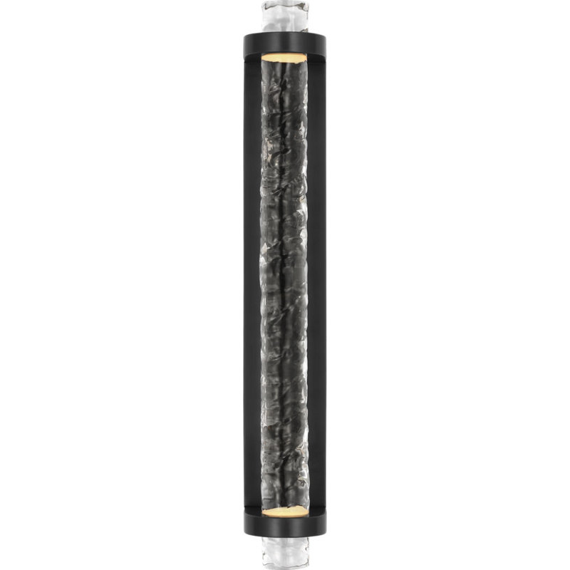 Theron Linear Bath Sconce in Clear Wavy Glass, Bronze, 21" H x 3.25" W x 3.75" D