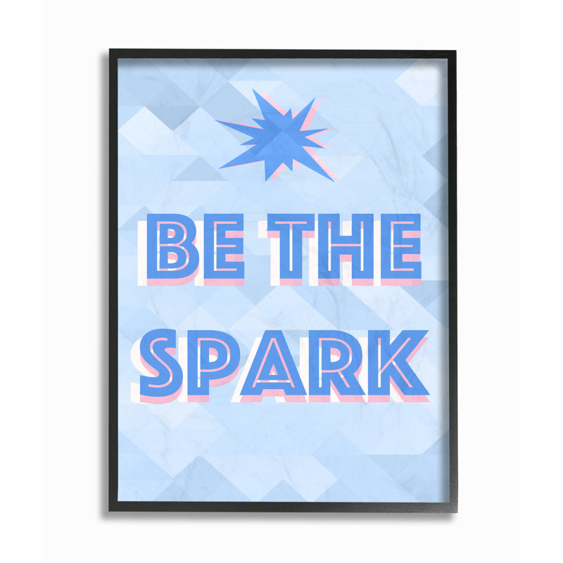 « be the spark blue blue typographie », art mural, H 14 po x l 11 po, Giclée encadrée noir minuit