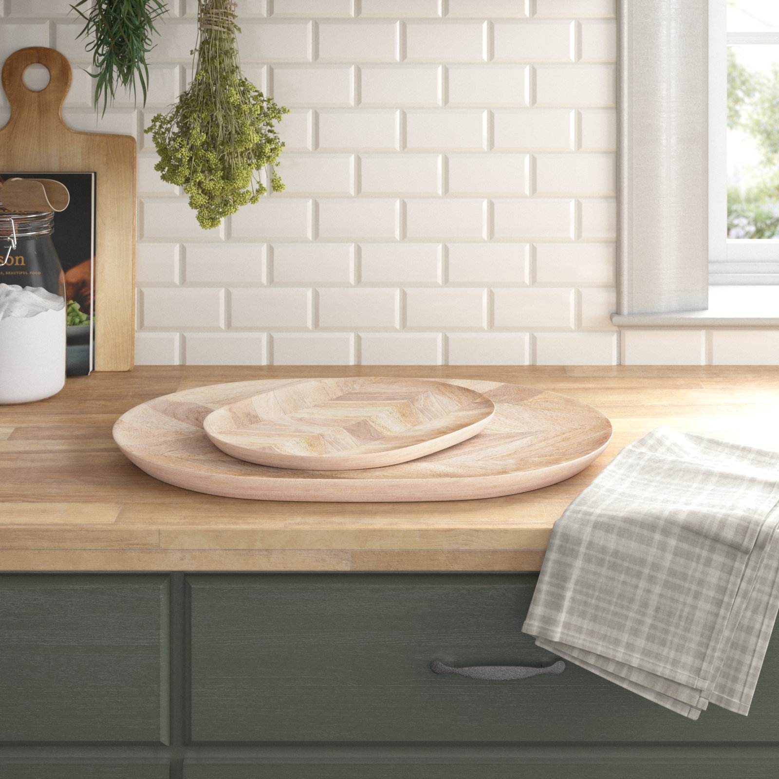 Solid Wood Tray - Set of 2
