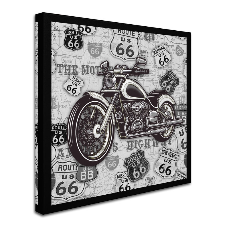 « rétro motocycles on route 66 18 », publicité sur toile tendue, H 24 po x l 24 po