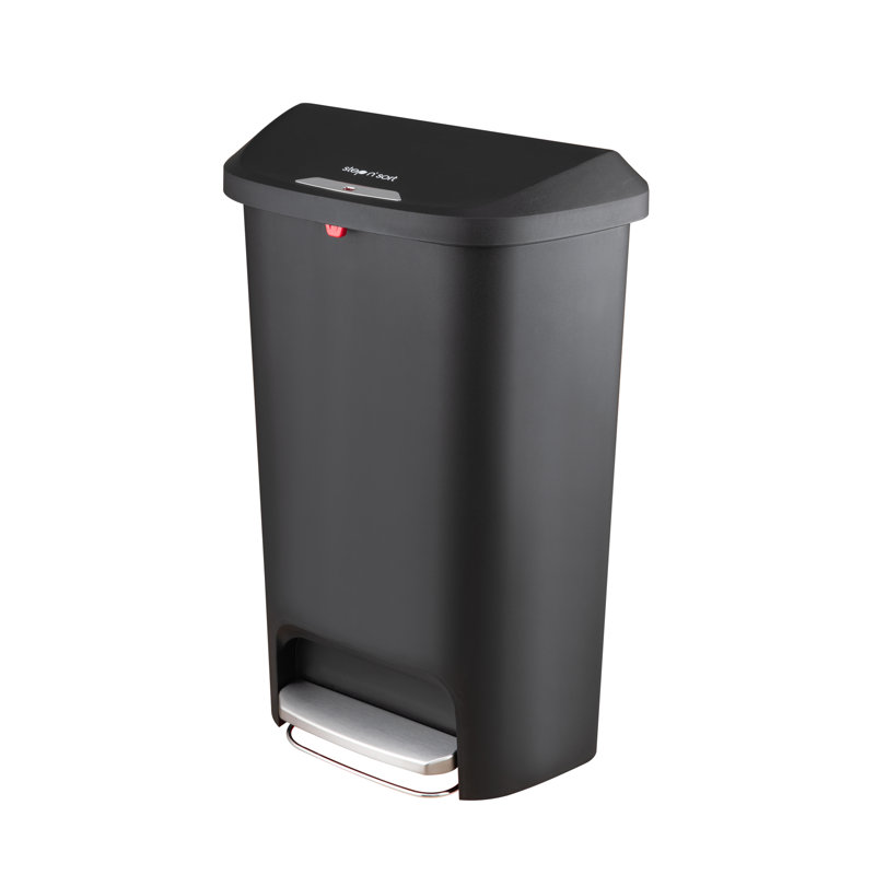 Plastic Step On Trash Can - 13 Gallons, Black