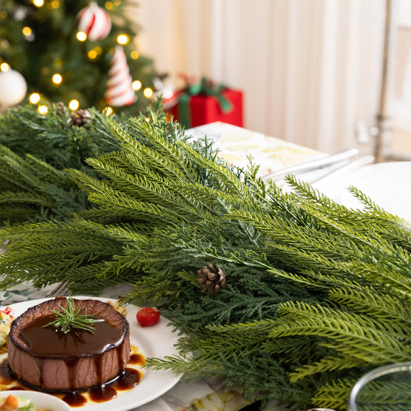 Ensemble de 2 - guirlande de Noël en PE avec gouttes de pin 6 pi