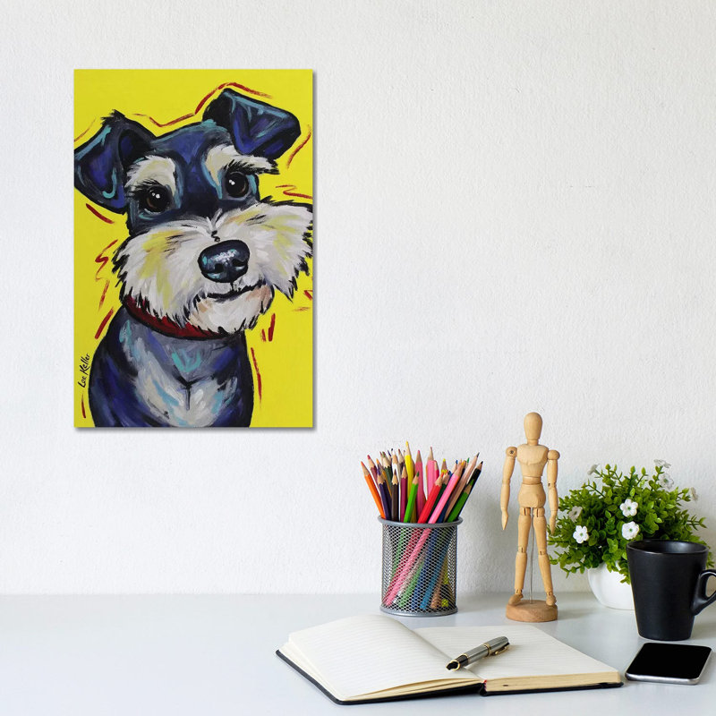 Schnauzer On Yellow - Mr Foozootie - Wrapped Canvas Painting, 20.32 cm H x 30.48 cm W
