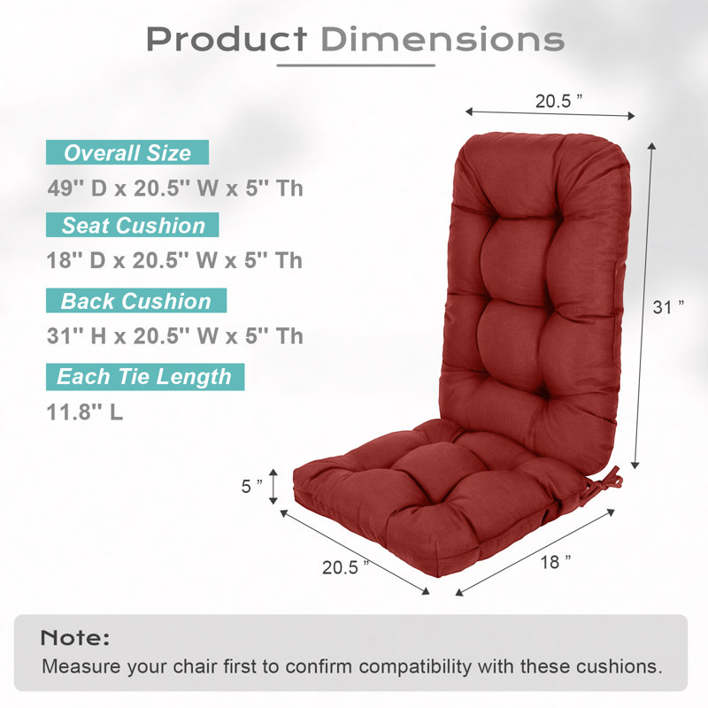  Tufted Adirondack Chair Cushion, Red