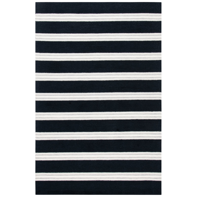 Haner Hand Tufted Wool And Cotton With Latex Striped Rug, Rectangle 3' x 5'