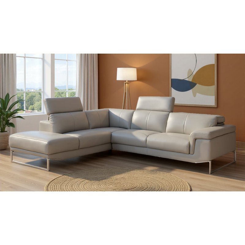 Leeds Sectional in Light Grey, Left Hand Facing