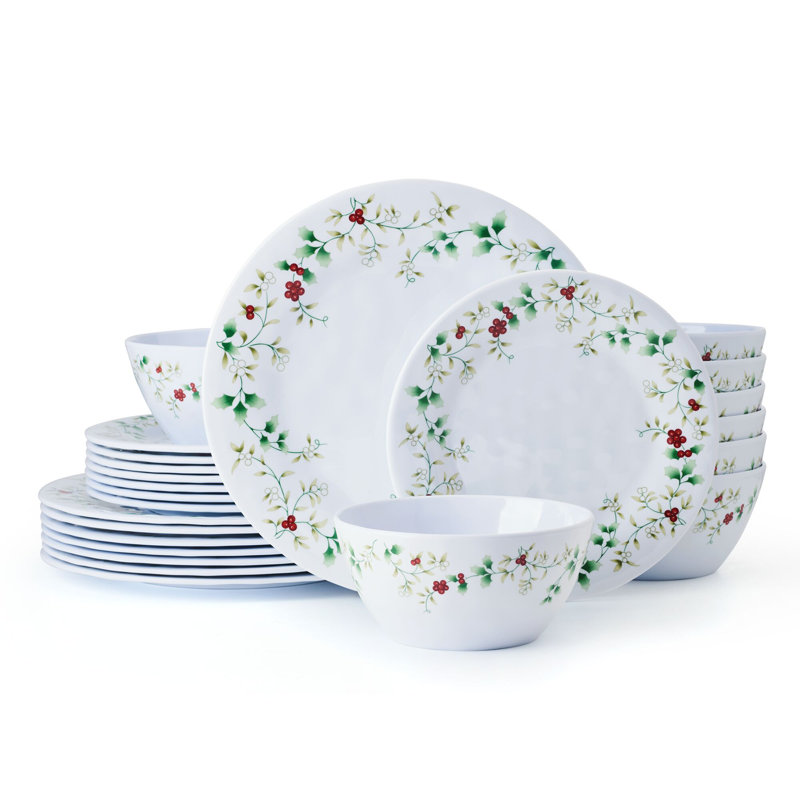 Winterberry Melamine Holiday Dinnerware Set, Service for 6