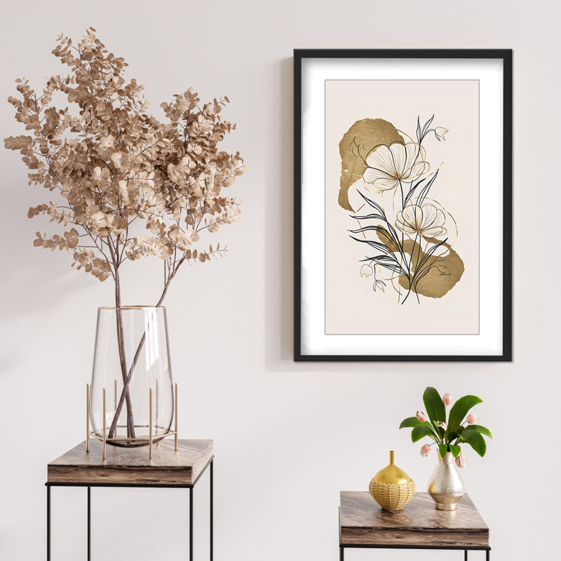 Nature Inspired Flowers And Gold, 40" H x 30" W