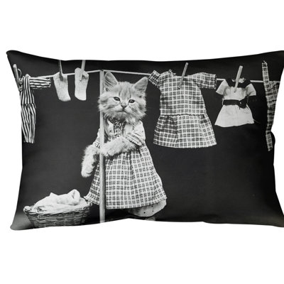 Coussin lombaire photo chat à linge