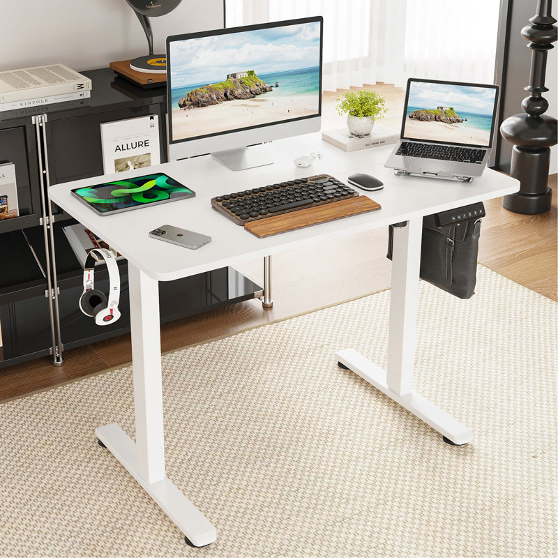 Bureau de travail électrique à hauteur réglable, Blanc