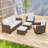 5-Piece Patio Outdoor All-Weather Brown Wicker Conversation Set Curved Arm Swivel Glider, 3-Seat Sofa, Ottomans-412042642
