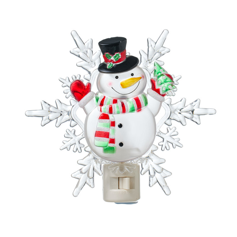 Acrylic Snowman with Snowflake Nightlight