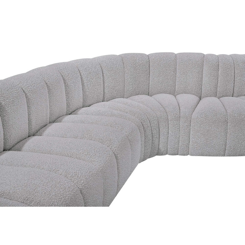 Canapé et méridienne rembourrés Hirah, Tissu gris bouclé