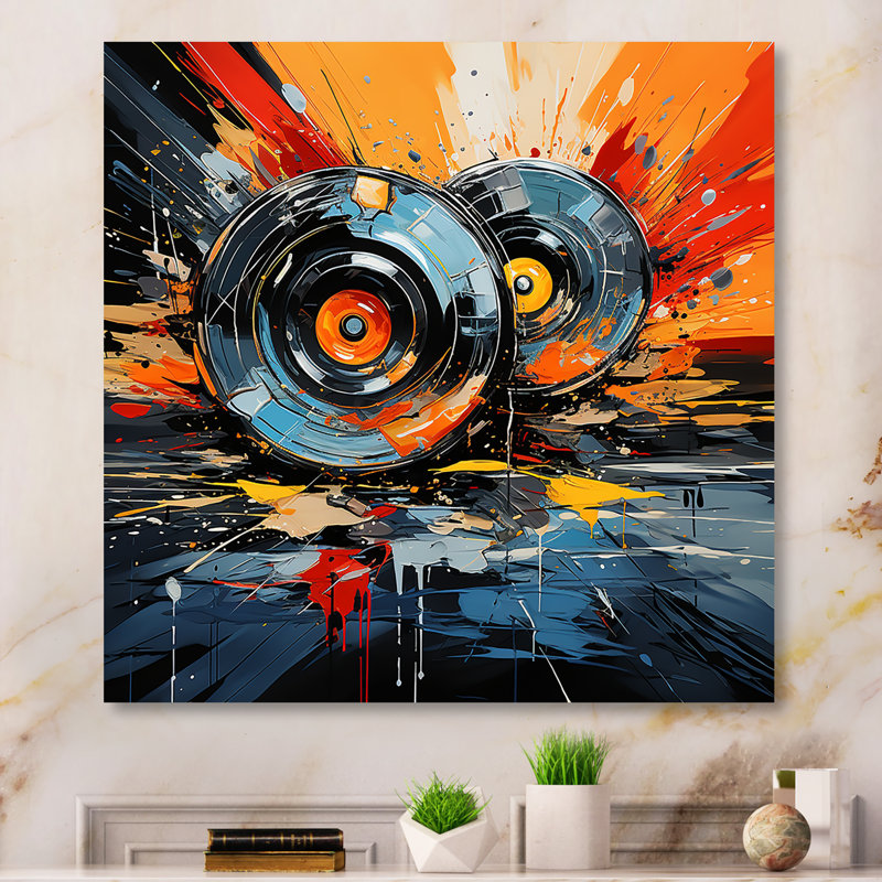 Rétro vinyle musique Serenade II - Disques vinyle, art mural en métal, H 16 po x l 16 po
