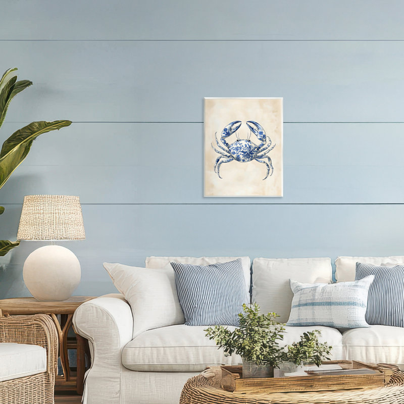 Plaque murale crabe bleu floral, design par Arlington Prints
