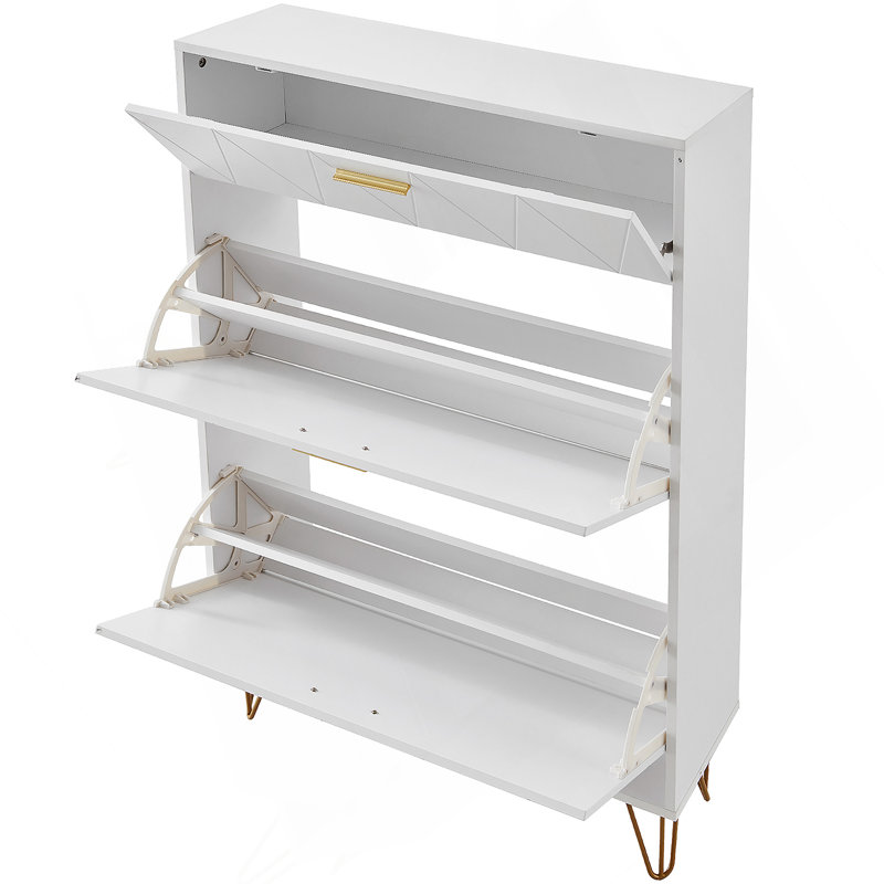 Shoe Cabinet With 3 Flip Drawers, Shoe Storage Cabinet For Entryway, Free Standing Shoe Storage Organizer For Heels, Boots, Slippers In Hallway, Living Room