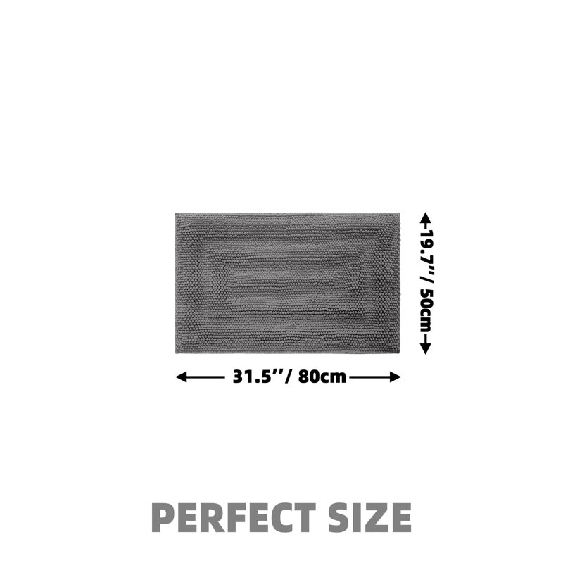 Bath Rug With Non Slip Backing, 36" L x 24" W, Gray