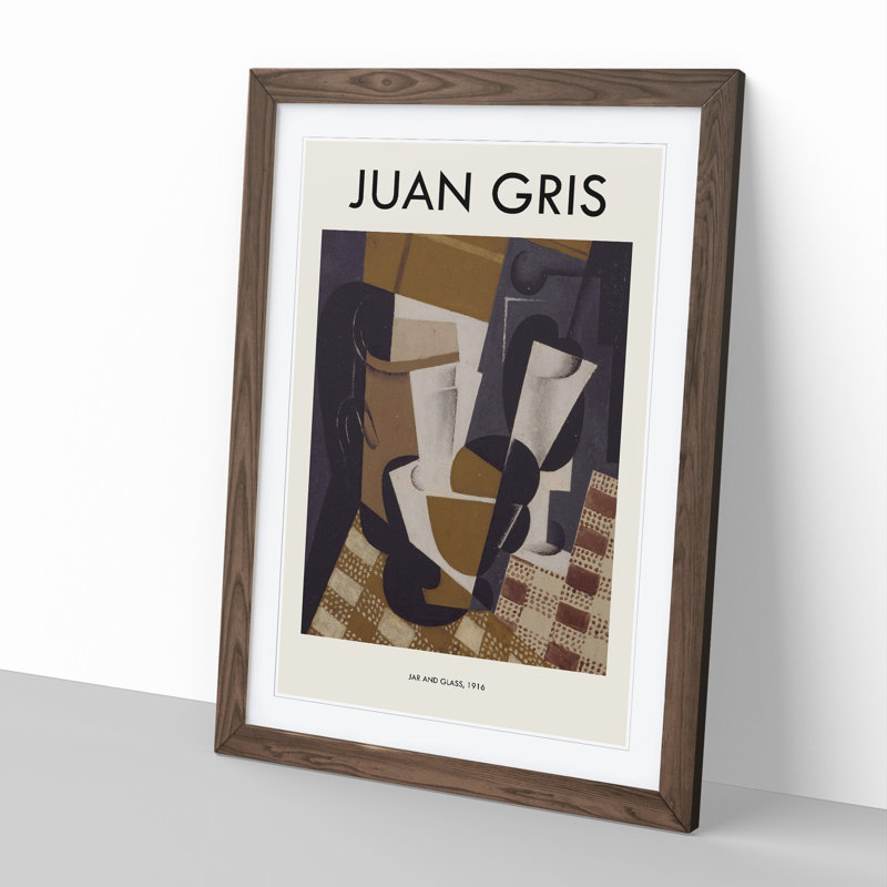 Jug and Glass by Juan Gris - Picture Frame Art Prints, 48cm H x 36cm W x 2cm D, Walnut Framed Framed