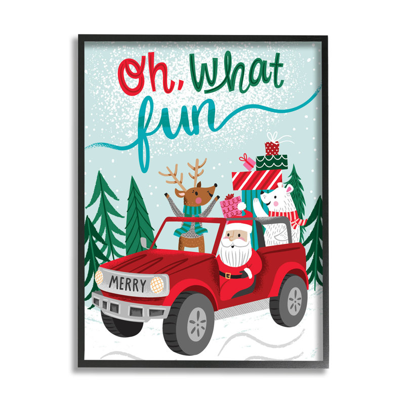 Oh What Fun Santa at-119, Giclée encadrée noir minuit, H 30 po x l 24 po x P 1,5 po