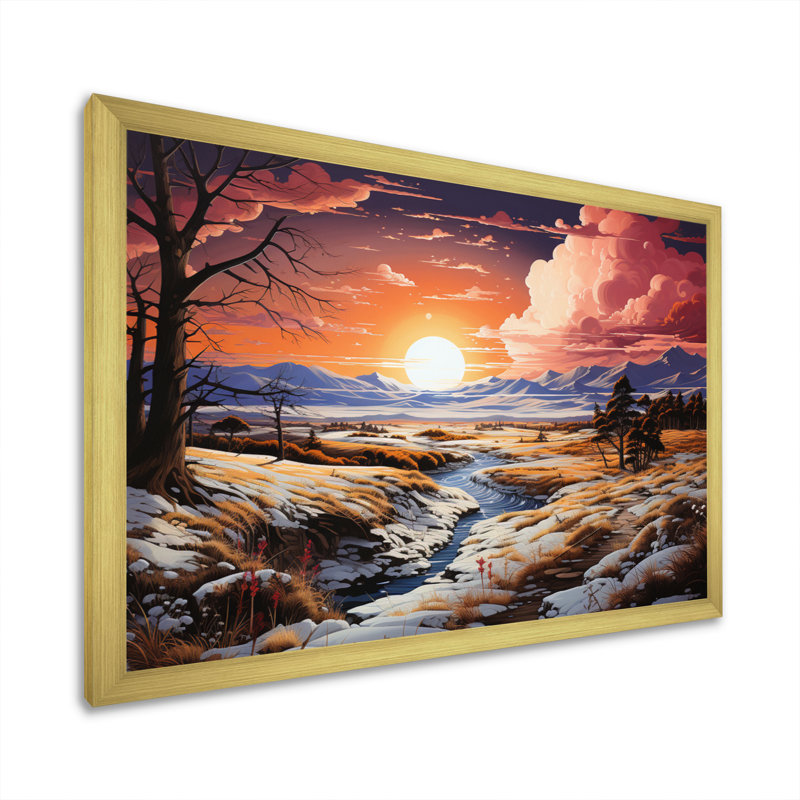 " Sky Celestial Symphony Pastoral ", 30" H x 40" W x 1.5" D, Gold Single Picture Framed
