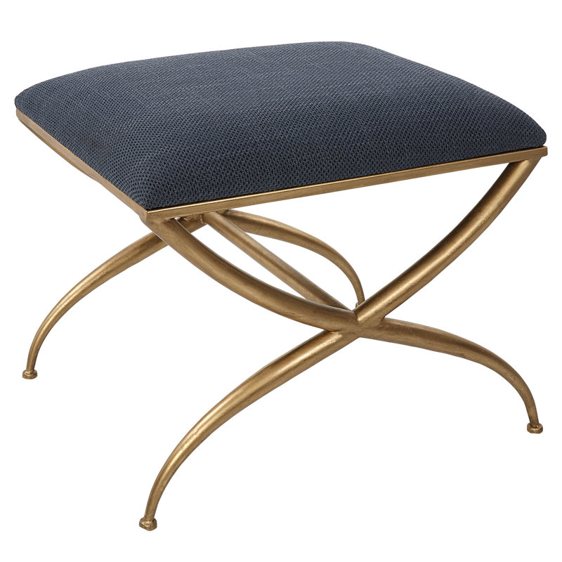 Chamberlain Polyester Blend Upholstered Bench, Navy
