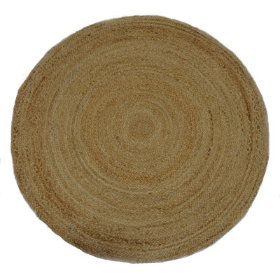 Amaur Rustic Natural Jute Round Hand Woven Area Rug - Reversible Design