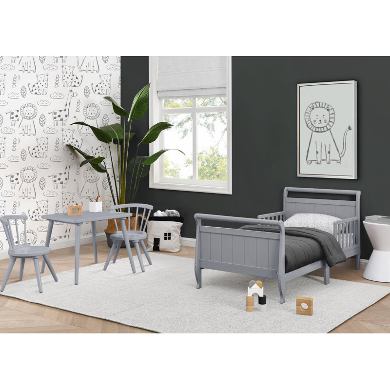 Contemporary Toddler Solid Wood Sleigh Bed by Delta Children, Gray