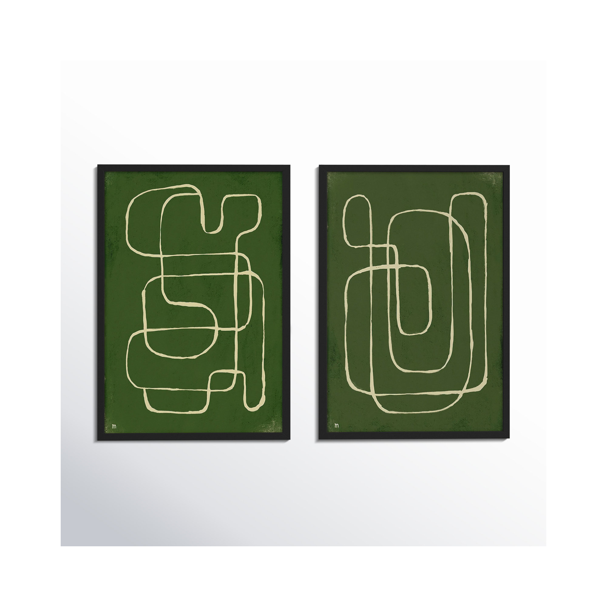 Line Works by StudioM, 20" H x 28" W x 1.25" D, Black Framed Paper