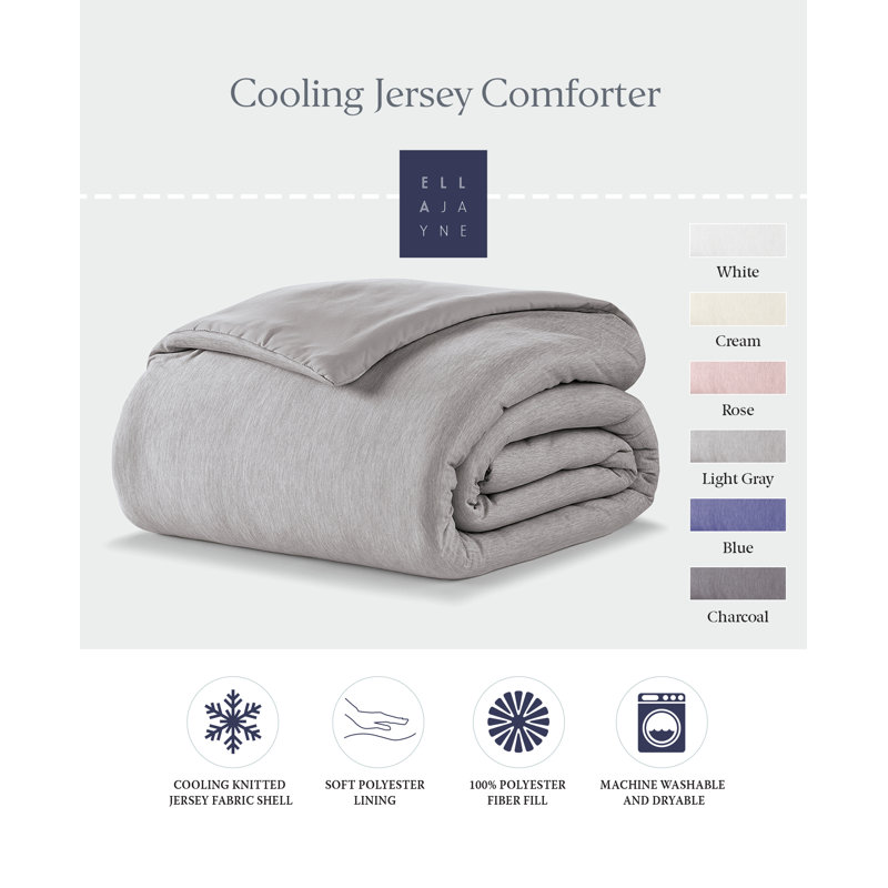 Cooling & Wrinkle-Resistant Jersey Fabric Down-Alternative Comforter, Twin Comforter, Beige