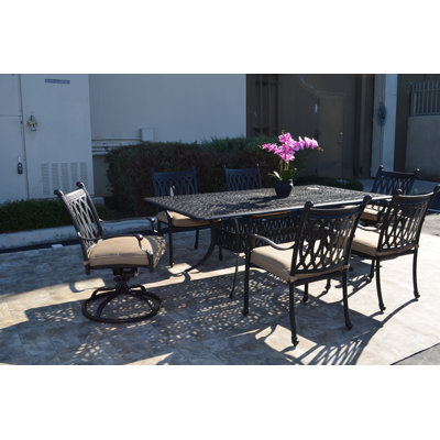 Brockport 84'' Rectangular 6 - Person Outdoor Dining Set with Cushions