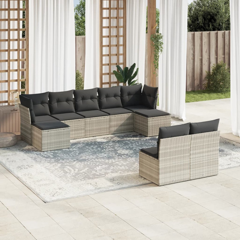  Ensemble de canapé de patio modulaire en rotin PE gris clair