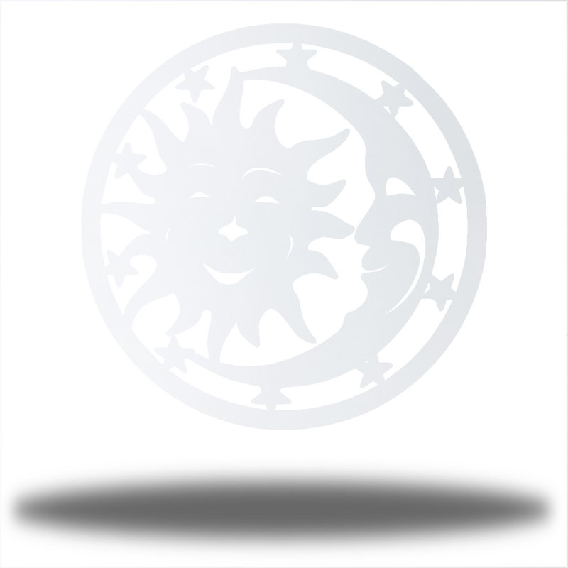 Décoration murale soleil et lune, H 12 po x l 12 po x P 0,06 po, Blanc