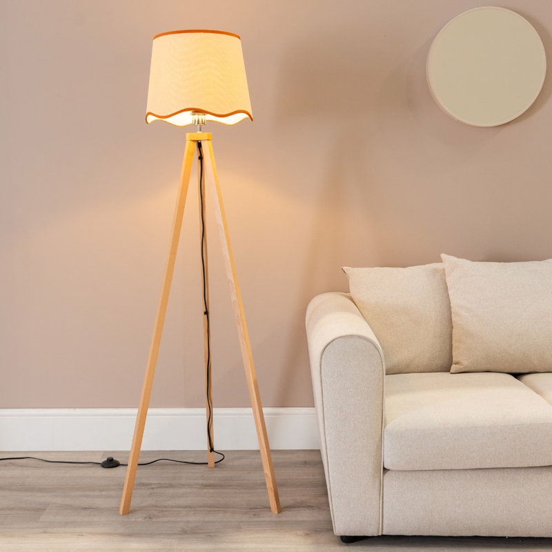 Hazen 153cm Tripod Floor Lamp, Natural/Red, Natural, No
