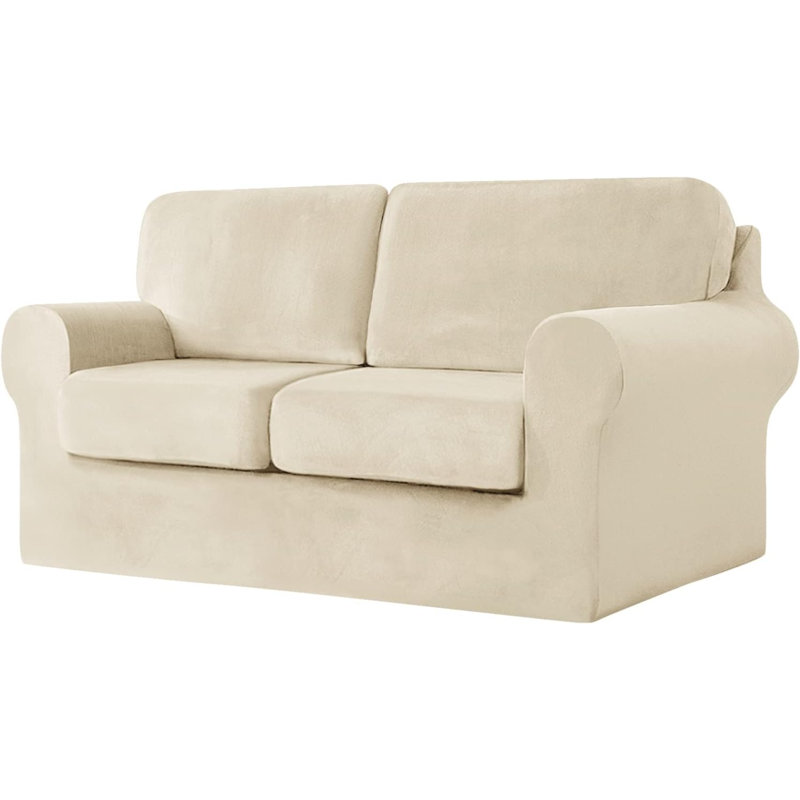 Sofa Cover With Separate Seat Cushions And Backrests Stretch Velvet Sofa Slipcover Couch Covers Furniture Protector Split Combined (2 Seat Set 5 PCS)