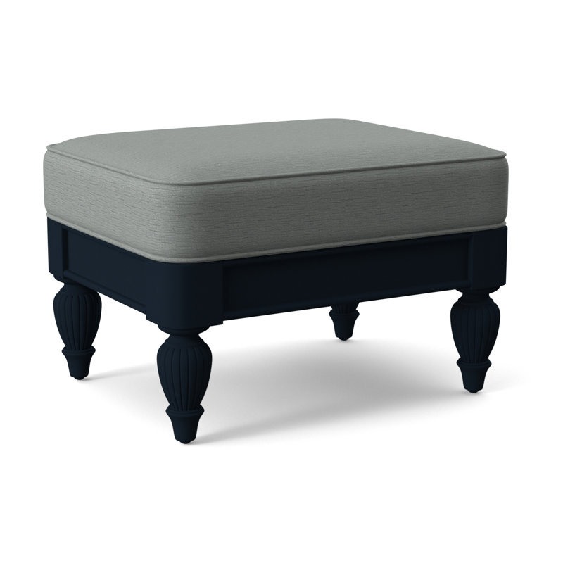 Grand View Ottoman, Navy Finish, White Textured Performance; 0865-91