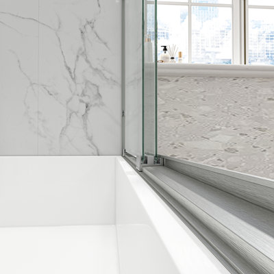 60" H Brushed Nickel Double Bypass Sliding Shower Door, Aluminium Alloy Frame, 1/4" 6Mm Tempered Glass With - Collision Design, Suitable For Bathroom Bathtubs Door Mechanism, Appearance, With