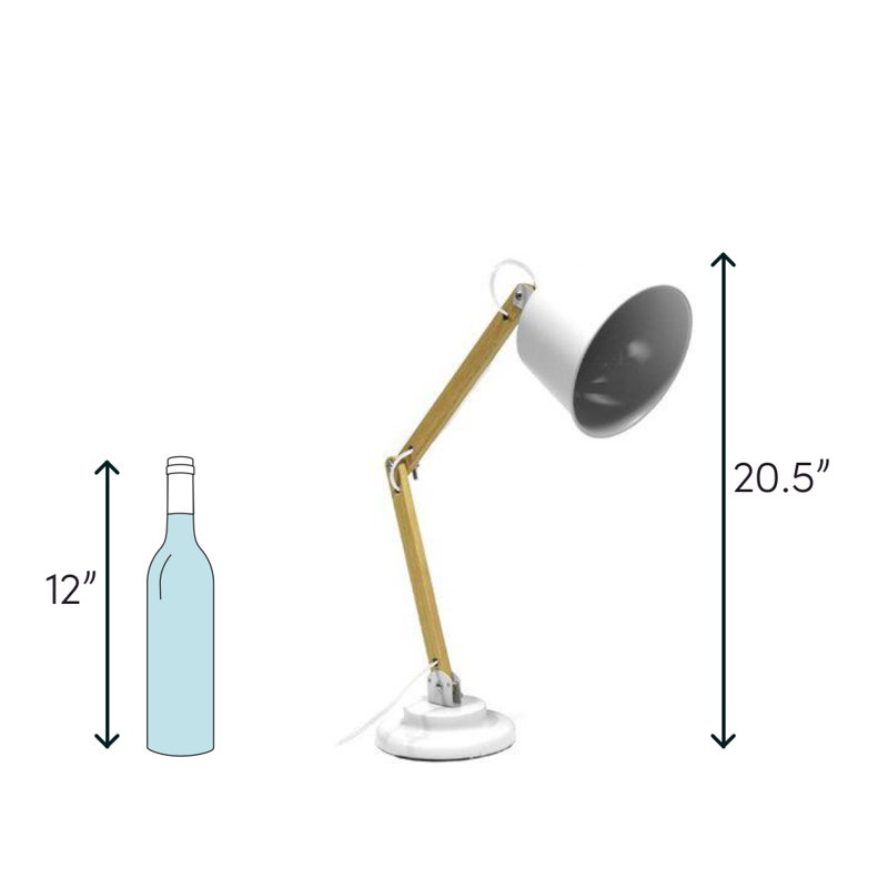 Lampe de bureau 21 po Danual, Blanc, Interrupteur marche/arrêt, H 18 po x l 8 po x P 8 po
